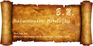 Balassovich Mihály névjegykártya